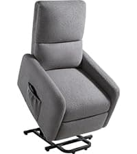 Jocisland Electric Recliner for Elderly, Teddy White with High Back & Side Pocket