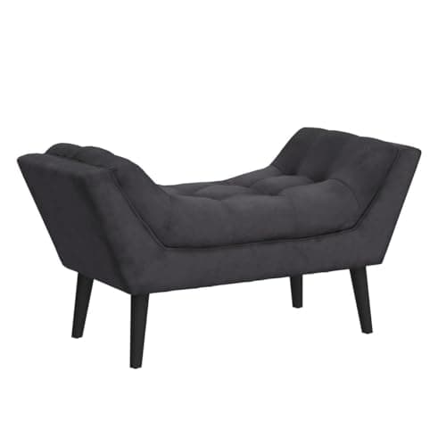 Alunaune Dark Gray Velvet Tufted Ottoman Bed Bench with Storage