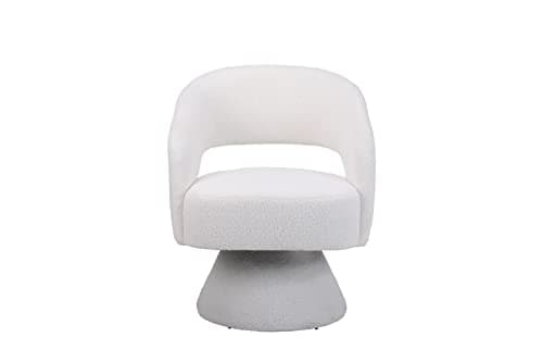 White 360 Degree Swivel Barrel Chair for Living Room and Bedroom