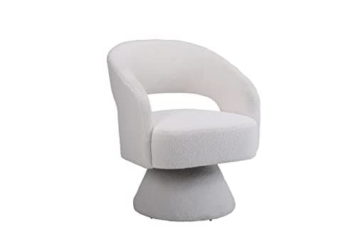 White 360 Degree Swivel Barrel Chair for Living Room and Bedroom