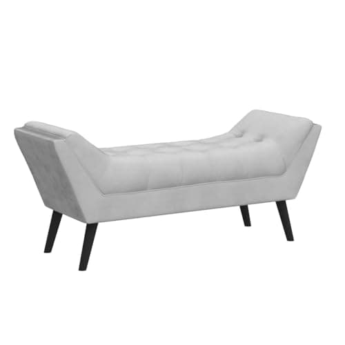 Andeworld Tufted Fabric Footstools for Bed Room - Gray