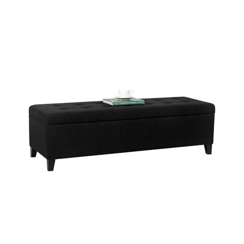 Joveco Dark Brown Leather Tufted Storage Bench