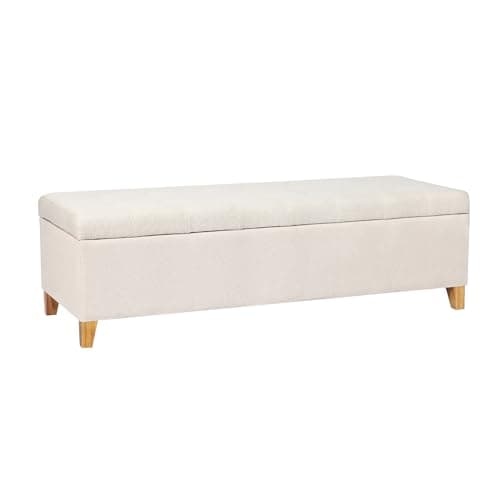 Joveco Dark Brown Leather Tufted Storage Bench