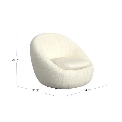HomePop 360° Swivel Round Barrel Sofa Chair | Living & Bedroom Accent Furniture, White Sherpa