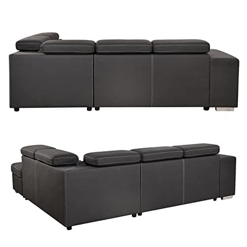 THSUPER Charcoal Grey 104" L-Shaped Sectional Sleeper Sofa with Storage Ottoman