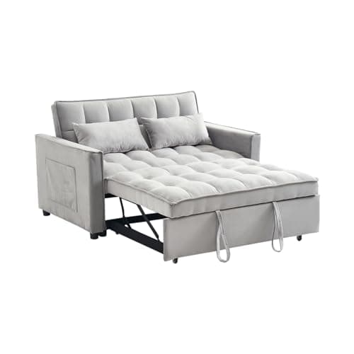 3-in-1 Grey Sleeper Sofa Bed with Adjustable Backrest