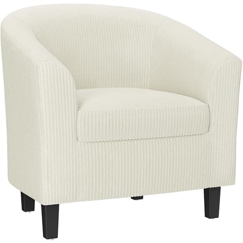 Yaheetech Beige Corduroy Barrel Chair for Living Room and Bedroom