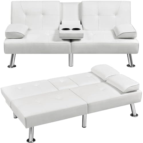 Yaheetech Adjustable Reversible Sofa Bed with Removable Armrests, Black