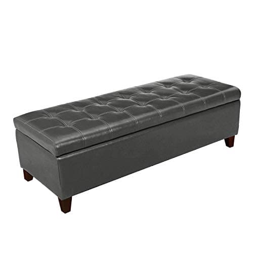 Storage Ottoman Bench - 51 Inch Leather Tufted End of Bed Bench, Bedroom Living Room