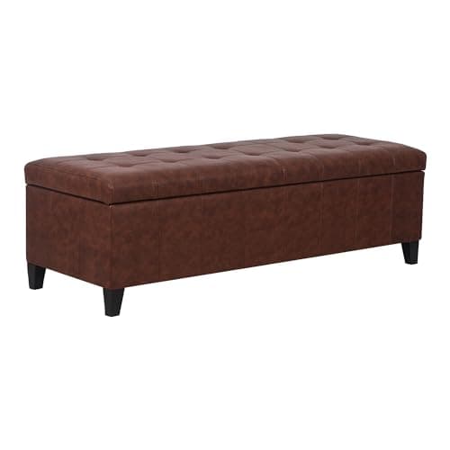 Storage Ottoman Bench - 51 Inch Leather Tufted End of Bed Bench, Bedroom Living Room