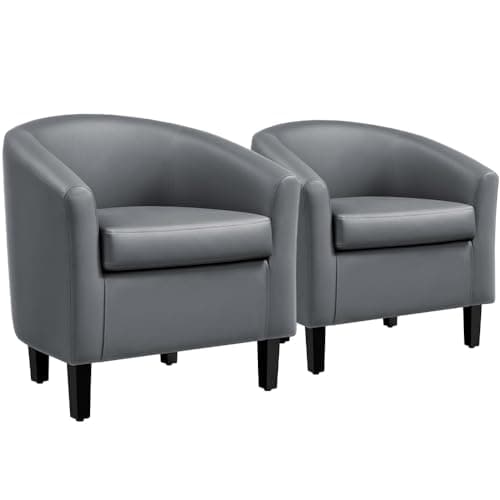 Yaheetech Beige Corduroy Barrel Chair for Living Room and Bedroom