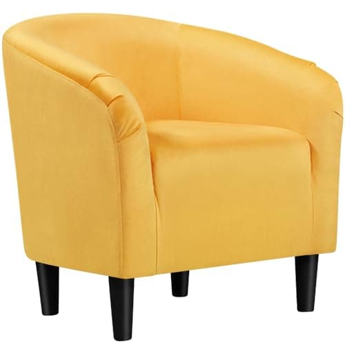 Yaheetech Grey Velvet Living Room Chair with Armrest and Low Back