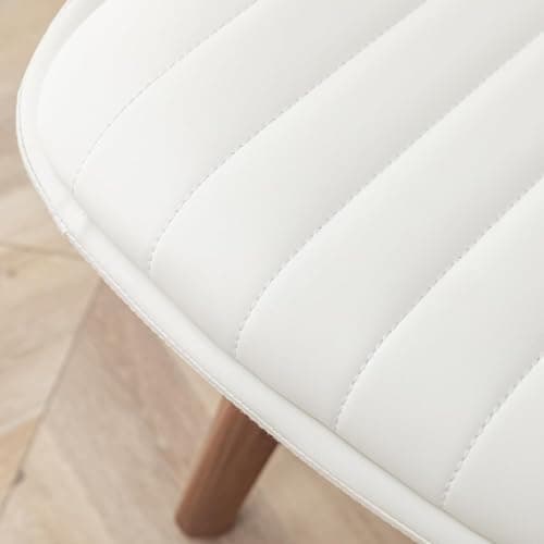 LUNLING Mid Century Modern White Faux Leather Swivel Dining Chair Set