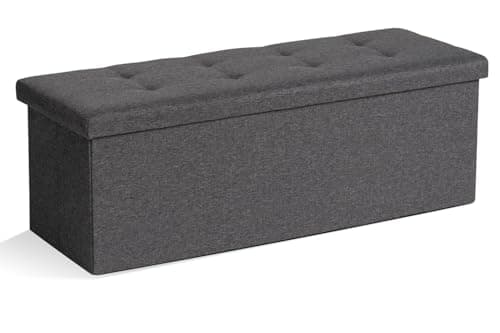 Grey Foldable Ottoman Bench with Storage, Upholstered Footrest, 43"avern, Holds 660 lb