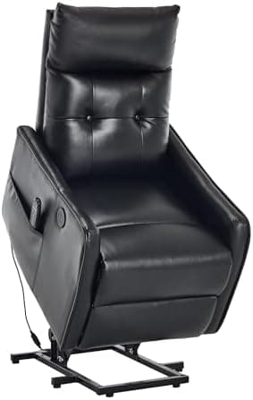 Power Lift Recliner Chair with Heat and Massage for Elderly, Electric Recliner Chairs with Standing Assistance, 2 Cup Holders, 4 Pockets, USB Charge Port, Breathable Leather Brown