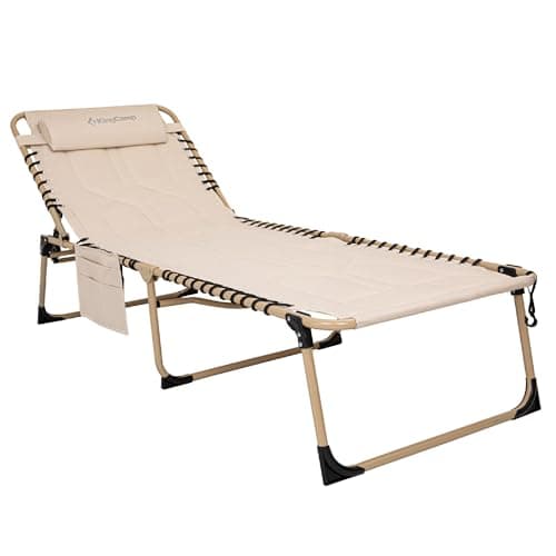 KingCamp Oversize Padded Folding Chaise Lounge Chair for Outdoor Use
