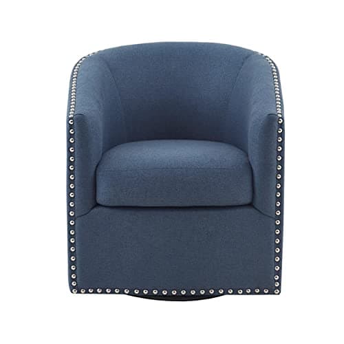 Madison Park Tyler Curved Back Swivel Accent Chair, 7-Inch Cushion, Neutral Tone