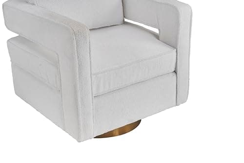 White Teddy Fabric 360 Swivel Barrel Chair, Living Room/Nursery/Office