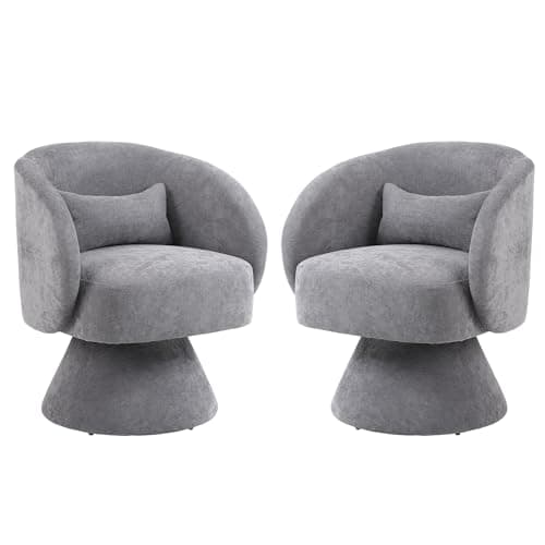 KIVENJAJA Teddy White Swivel Armchair with Pillow for Living Room