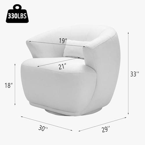 Modern Swivel Boucle Chair, White Fabric Accent Chair for Living Room, Bedroom