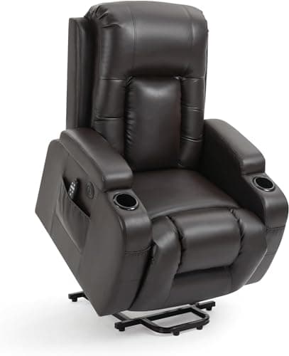 Elderly Electric Recliner with Heat, Massage, Standing Assist, 2 Cup Holders, USB Charge
