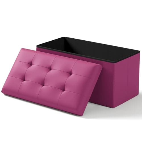White Storage Ottoman Bench with Folding Foot Rest, 15 x 43 x 15 Inches