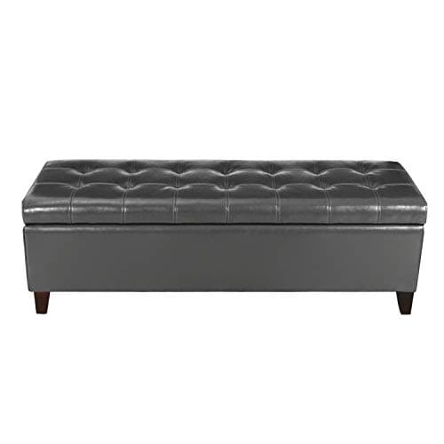 Joveco Dark Brown Leather Tufted Storage Bench