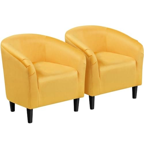 Yaheetech Furry Accent Barrel Chairs Set of 2 - Soft Padded Armrests, Ivory