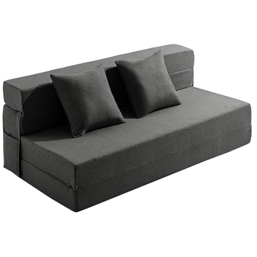 JKMAX Dark Grey Queen Size 4-in-1 Sleeper Chair Bed - Memory Foam Futon Couch