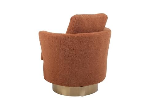 Kangmusi Brown Swivel Barrel Chair, Comfortable Living Room Accent Chair with Gold Base