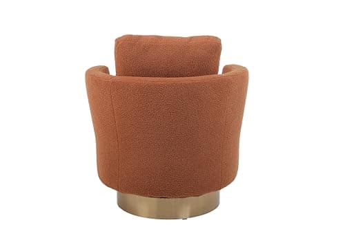 Kangmusi Brown Swivel Barrel Chair, Comfortable Living Room Accent Chair with Gold Base