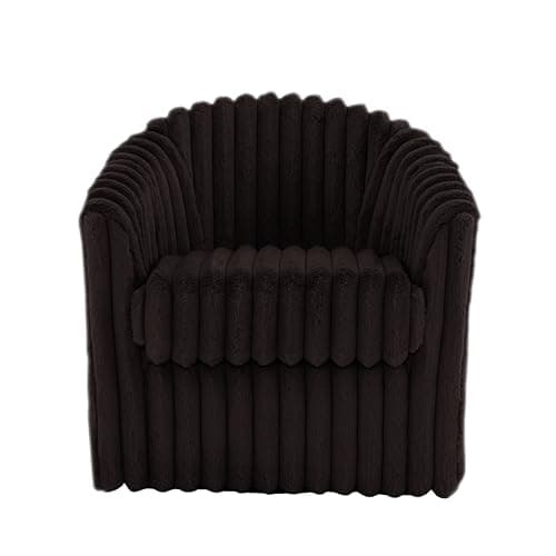 Flax Brown UIXE 360° Swivel Barrel Chair Set (2)fabric Living Room, Bedroom