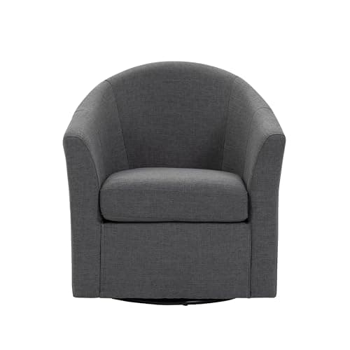Flax Brown UIXE 360° Swivel Barrel Chair Set (2)fabric Living Room, Bedroom