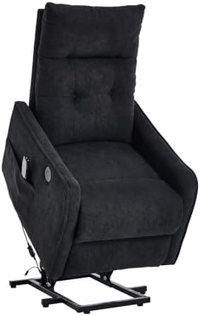 Power Lift Recliner Chair with Heat and Massage for Elderly, Electric Recliner Chairs with Standing Assistance, 2 Cup Holders, 4 Pockets, USB Charge Port, Breathable Leather Brown