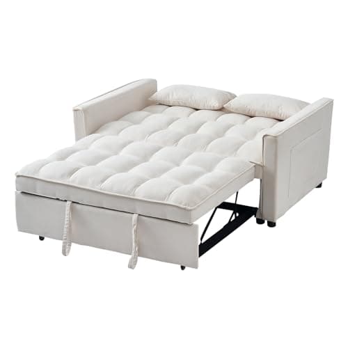 Beige 3-in-1 Sleeper Sofa Bed with Storage – Modern Lounge Furniture