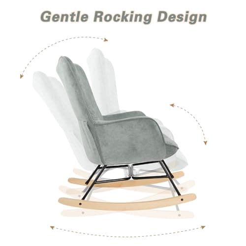 LSSPAID Grey Upholstered Glider Rocking Chair for Living Room & Nursery
