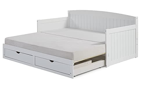 Alaterre Harmony Wood Daybed, Twin, White, 440 lbs Capacity, Kids' Sleepover Bed