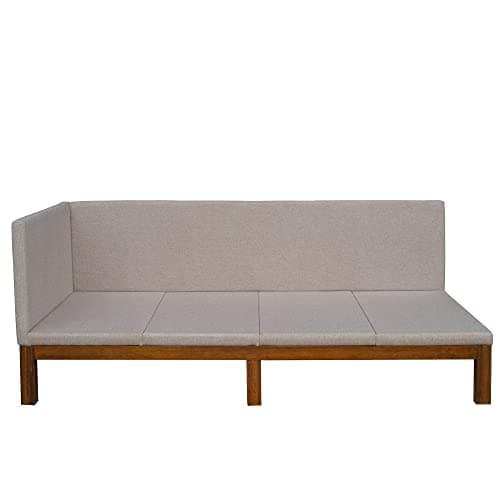 Upholstered Daybed Sofa Bed with Linen Cover, Twin Size, Beige
