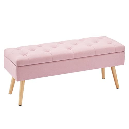 Entryway Storage Ottoman Bench 40 Beige