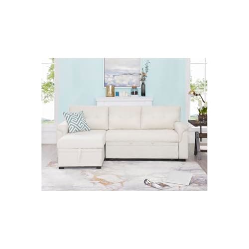 Naomi Home Dark Gray/Air Leather Sleeper Sectional Sofa Bed & Chaise - Tranquil Comfort