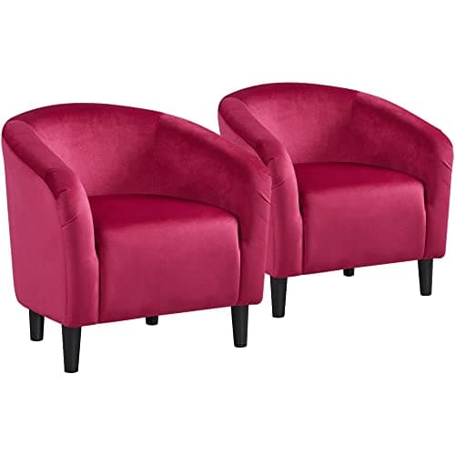 Yaheetech Furry Accent Barrel Chairs Set of 2 - Soft Padded Armrests, Ivory