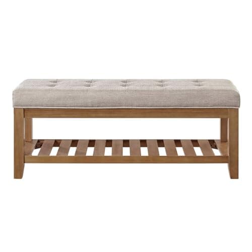 24KF Large Rectangular Upholstered Linen Tufted Ottoman Benchmark