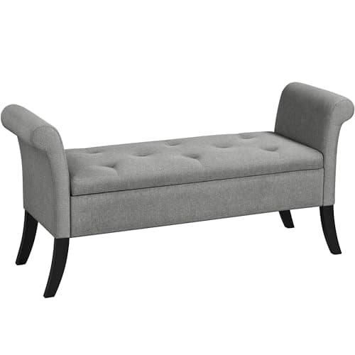 Yaheetech 52in Tufted Faux Leather Ottoman Bench with Arms White