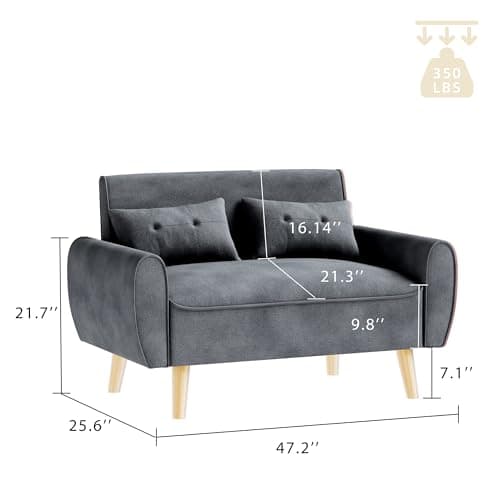 JAMFLY Dark Gray Loveseat Sofa for Living Room and Small Spaces