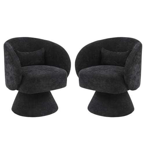 KIVENJAJA Teddy White Swivel Armchair with Pillow for Living Room