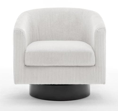 Modern Cream UIXE PU Leather Swivel Barrel Club Chair Set (2)