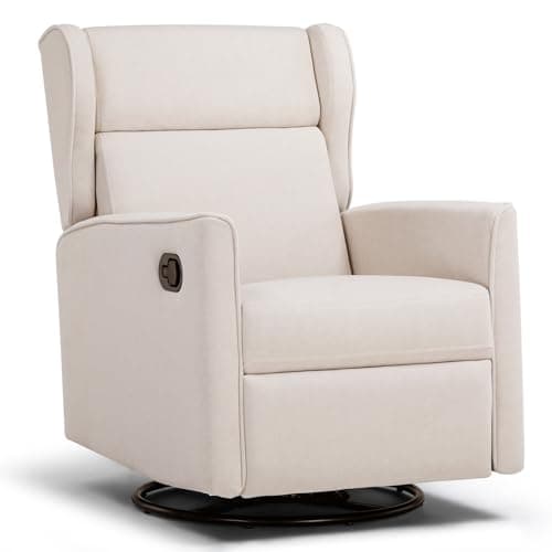COMHOMA Cream White Swivel Reclining Rocker Chair for Living Room