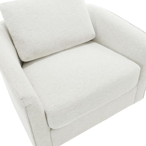 Off-White Metal Base Swivel Chair for Living Room
