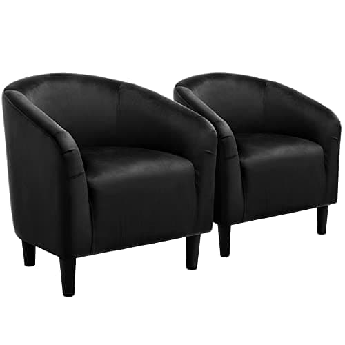 Yaheetech Furry Accent Barrel Chairs Set of 2 - Soft Padded Armrests, Ivory