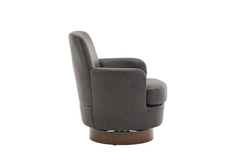 Kangmusi Brown PU Leather Swivel Chair, Comfortable Living Room Accent Chair